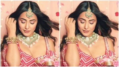 Hina Khan set the Diwali vibe on Instagram with flowers and lights. (Instagram/@realhinakhan) Hina Khan set the Diwali vibe on Instagram with flowers and lights. (Instagram/@realhinakhan)