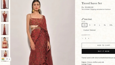 If you wish to add Mouni's saree to your wardrobe, we found out the details for you. The saree is available on the Prints By Radhika website for  <span class='webrupee'>₹</span>35,000. (printsbyradhika.com)