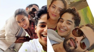 Shahid Kapoor, Mira Rajput and Ishaan Khatter.
