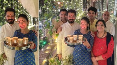 Yami Gautam celebrated Diwali with her husband Aditya Dhar and his family. (Instagram)