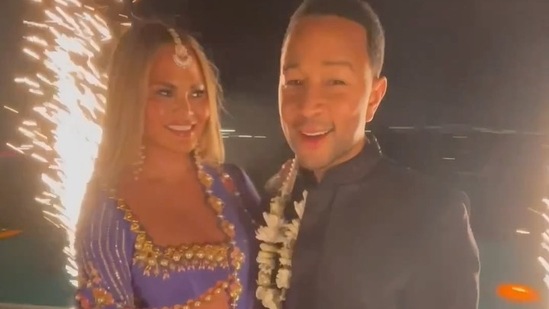 Chrissy Teigen wore saree by this Indian designer to Priyanka Chopra and Nick Jonas's Diwali party