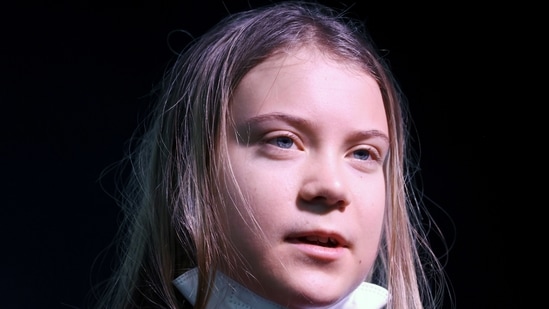 Climate activist Greta Thunberg speaks at a Fridays for Future march during the UN Climate Change Conference (COP26), in Glasgow, Scotland, Britain.(REUTERS)