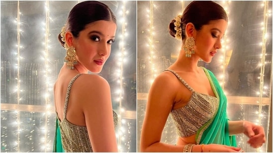 Shanaya Kapoor stuns in green saree-strappy blouse with gajra for Diwali, Suhana Khan says 'most beautiful'
