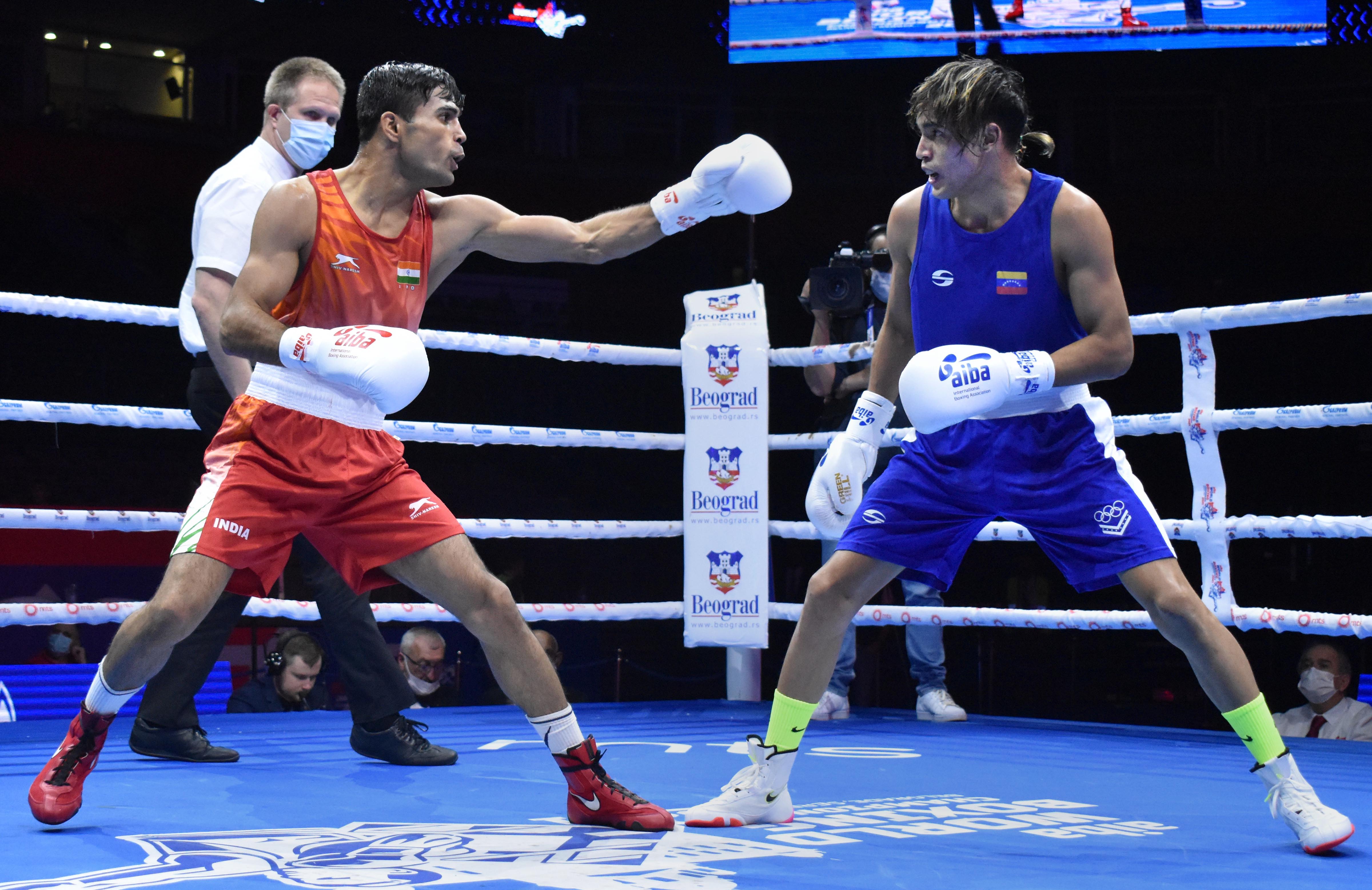 Kumar in action, against Finol of Venezuela. In the ring, Kumar is an aggressive and bold fighter who likes to stay on the attack. (BFI) Kumar in action, against Finol of Venezuela. In the ring, Kumar is an aggressive and bold fighter who likes to stay on the attack. (BFI)