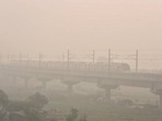 Metro train passes through dense smog after Diwali, in New Delhi&nbsp;