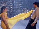 Raveena Tandon and Katrina Kaif in Tip Tip Barsa Paani. Raveena Tandon and Katrina Kaif in Tip Tip Barsa Paani.