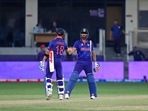 India's captain Virat Kohli, and Suryakumar Yadav celebrate after India won the Cricket Twenty20 World Cup match between India and Scotland in Dubai, UAE, Friday.(AP) India's captain Virat Kohli, and Suryakumar Yadav celebrate after India won the Cricket Twenty20 World Cup match between India and Scotland in Dubai, UAE, Friday.(AP)