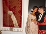Priyanka Chopra shows off an important art piece made from her and husband Nick Jonas’ wedding ensembles. 
