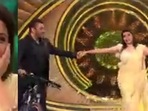 Salman Khan and Bhagyashree on Bigg Boss 15. Salman Khan and Bhagyashree on Bigg Boss 15.