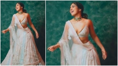 With her hair waved into beachy waves, Bhumi Padnekar went for a low loose ponytail. (Instagram/@bhumipednekar) With her hair waved into beachy waves, Bhumi Padnekar went for a low loose ponytail. (Instagram/@bhumipednekar)