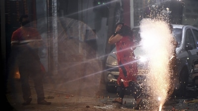 People burning firecrackers to celebrate Diwali festival. (Image for representation) (PTI)