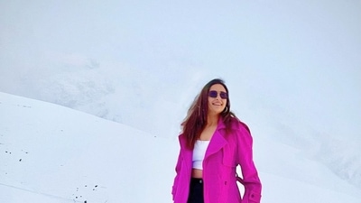 She posted these photos as they frolicked in the snow. She posted these photos as they frolicked in the snow.