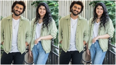 On the auspicious occasion of Bhai Dooj, Arjun and Anshula decided to get pictures clicked wearing matching olive green shirts over white T-shirts. While Anshula teamed her look with light blue denim, open locks and layered chains, Arjun wore black pants and a sleek silver chain. (Instagram/@anshulakapoor) On the auspicious occasion of Bhai Dooj, Arjun and Anshula decided to get pictures clicked wearing matching olive green shirts over white T-shirts. While Anshula teamed her look with light blue denim, open locks and layered chains, Arjun wore black pants and a sleek silver chain. (Instagram/@anshulakapoor)
