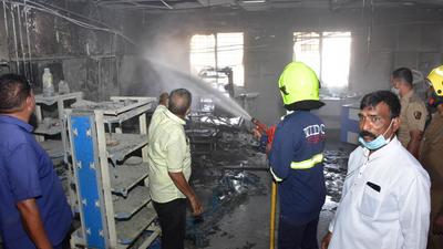 The blaze broke out at 11 am on Saturday in the ground floor of the civil hospital in Ahmednagar, Maharashtra, where 17 Covid patients were admitted, at least 15 of whom were on ventilator or oxygen support. (HT ) The blaze broke out at 11 am on Saturday in the ground floor of the civil hospital in Ahmednagar, Maharashtra, where 17 Covid patients were admitted, at least 15 of whom were on ventilator or oxygen support. (HT )