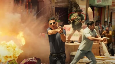 Some among the protesting farmers tore posters of the movie put up outside the cinema hall in Punjab's Hoshiarpur district.