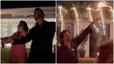 Hrithik Roshan with his mother Pinkie Roshan. Hrithik Roshan with his mother Pinkie Roshan.