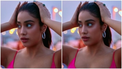 Janhvi chose a simple yet absolutely glamorous spaghetti-strapped mini dress for the bash. It came with a figure-skimming silhouette that accentuated the star's curves, a plunging U neckline, and a backless detail tied together with criss-cross ribbons. (Instagram/@janhvikapoor)