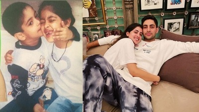 Amitabh Bachchan's granddaughter Navya Naveli Nanda wished brother Agastya Nanda on Bhai Dooj with a childhood picture of the two. 