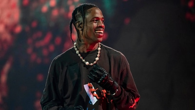 Travis Scott performs at Day 1 of the Astroworld Music Festival at NRG Park on Friday. (AP) Travis Scott performs at Day 1 of the Astroworld Music Festival at NRG Park on Friday. (AP)