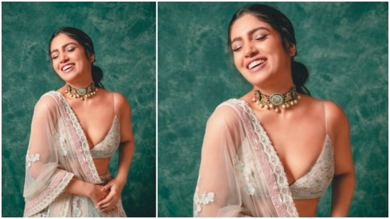 Bhumi Pednekar flaunted her makeup skills as she struck poses in this gorgeous Lehenga set from the clothing line Sawan Gandhi.(Instagram/@bhumipednekar)