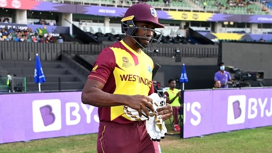 Abu Dhabi, Nov 06 (ANI): West Indies's Dwayne Bravo comes out to bat during the ICC Men's Twenty20 World Cup 2021 cricket match between Australia and West Indies, at Sheikh Zayed Stadium, in Abu Dhabi on Saturday. (ANI Photo)(ANI)