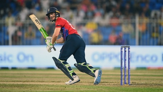 Sharjah, Nov 06 (ANI): England's Jos Buttler plays a shot during the ICC Men's T20 World Cup 2021 match between England and South Africa, at Sharjah Cricket Stadium, in Sharjah on Saturday. (ANI Photo)
(ANI)