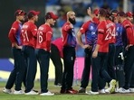 England's Moeen Ali celebrates with teammates after taking the wicket of South Africa's Reeza Hendricks&nbsp;