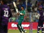 Pakistan's Shoaib Malik, center, watches his shot during the Cricket Twenty20 World Cup match between Pakistan and Scotland in Sharjah.(AP) Pakistan's Shoaib Malik, center, watches his shot during the Cricket Twenty20 World Cup match between Pakistan and Scotland in Sharjah.(AP)