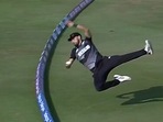 Daryl Mitchell makes a superb fielding effort(Twitter grab) Daryl Mitchell makes a superb fielding effort(Twitter grab)