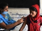 An official release said 7,15,78,267 Covid-19 vaccine doses have been administered in MP so far, including 59,680 on Sunday.(Vipin Kumar/HT Photo) An official release said 7,15,78,267 Covid-19 vaccine doses have been administered in MP so far, including 59,680 on Sunday.(Vipin Kumar/HT Photo)