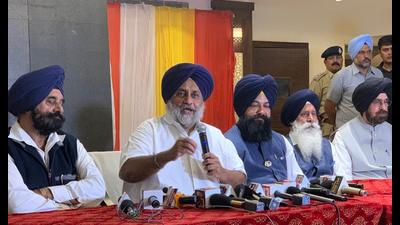 SAD president Sukhbir Singh Badal said the new Congress government in Punjab led by Charanjit Singh Channi wants to implicate the Badal family in sacrilege cases. SAD president Sukhbir Singh Badal said the new Congress government in Punjab led by Charanjit Singh Channi wants to implicate the Badal family in sacrilege cases.
