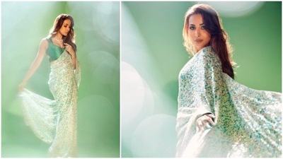 Malaika Arora had earlier made heads turn when she posed in a green multi-sequins Manish Malhotra saree. (Instagram/@malaikaaroraofficial)