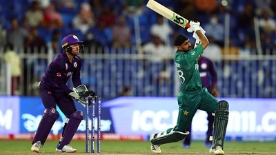 Pakistan's Shoaib Malik plays a shot during the ICC Men's T20 World Cup 2021 match between Pakistan and Scotland, at Sharjah Cricket Stadium in Sharjah on Sunday. (ANI) Pakistan's Shoaib Malik plays a shot during the ICC Men's T20 World Cup 2021 match between Pakistan and Scotland, at Sharjah Cricket Stadium in Sharjah on Sunday. (ANI)