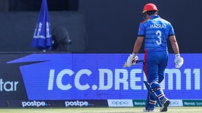 Afghanistan's Hazratullah Zazai walks from the field after he was dismissed during the Cricket Twenty20 World Cup match between New Zealand and Afghanistan in Abu Dhabi, UAE, Sunday, Nov. 7, 2021. (AP Photo/Kamran Jebreili) (AP) Afghanistan's Hazratullah Zazai walks from the field after he was dismissed during the Cricket Twenty20 World Cup match between New Zealand and Afghanistan in Abu Dhabi, UAE, Sunday, Nov. 7, 2021. (AP Photo/Kamran Jebreili) (AP)