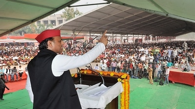 Samajwadi Party chief Akhilesh Yadav addresses a rally at Akbarpur in Ambedkar Nagar district (PTI Photo) Samajwadi Party chief Akhilesh Yadav addresses a rally at Akbarpur in Ambedkar Nagar district (PTI Photo)