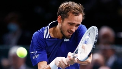Russia's Daniil Medvedev in action during his semi-final match against Germany's Alexander Zverev (REUTERS)