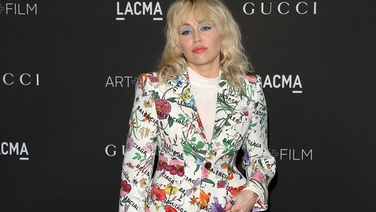 Miley Cyrus was also photographed at the 10th annual LACMA Art+Film gala.(AFP)