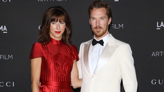 Benedict Cumberbatch and his wife Sophie Hunter arrive for the 10th annual LACMA Art+Film gala at the Los Angeles County Museum of Art (LACMA) in Los Angeles.&nbsp;(AFP)