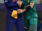 Dubai: Indian cricket captain Virat Kohli, left, hugs Pakistan's Mohammad Rizwan after Pakistan won the Cricket Twenty20 World Cup match between India and Pakistan in Dubai, UAE.(AP) Dubai: Indian cricket captain Virat Kohli, left, hugs Pakistan's Mohammad Rizwan after Pakistan won the Cricket Twenty20 World Cup match between India and Pakistan in Dubai, UAE.(AP)