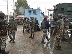 Army soldiers during a search operation at a hospital to flush out the militants after a firing incident, at Bemina in Srinagar, Friday, Nov. 5, 2021. (PTI Photo) Army soldiers during a search operation at a hospital to flush out the militants after a firing incident, at Bemina in Srinagar, Friday, Nov. 5, 2021. (PTI Photo)
