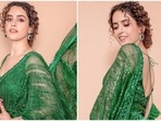 Sanya Malhotra in emerald lehenga saree is a picture of unmatched elegance Sanya Malhotra in emerald lehenga saree is a picture of unmatched elegance