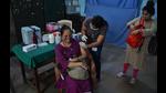 A resident in Thane gets her vaccination dose against Covid on Monday. (PRAFUL GANGURDE/HT PHOTO) A resident in Thane gets her vaccination dose against Covid on Monday. (PRAFUL GANGURDE/HT PHOTO)