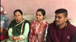 Rajouri braveheart’s daughter Nancy Saini with her mother and brother in Kurukshetra. (HT Photo) Rajouri braveheart’s daughter Nancy Saini with her mother and brother in Kurukshetra. (HT Photo)