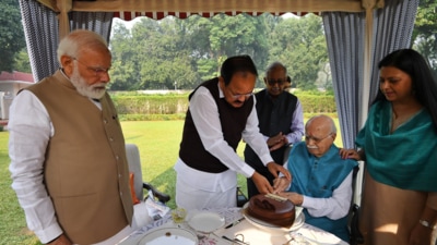 Vice president M Venkaiah Naidu, defence minister Rajnath Singh, and Union home minister Amit Shah were also present at the celebration. (@narendramodi/Twitter) Vice president M Venkaiah Naidu, defence minister Rajnath Singh, and Union home minister Amit Shah were also present at the celebration. (@narendramodi/Twitter)