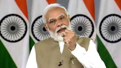 Prime Minister Narendra Modi speaks during the stone laying foundation of four laning of key sections of Sant Dnyaneshawar Maharaj Palkhi Marg and Sant Tukaram Maharaj Palkhi Marg via video conferencing , in New Delhi on Monday. (ANI) Prime Minister Narendra Modi speaks during the stone laying foundation of four laning of key sections of Sant Dnyaneshawar Maharaj Palkhi Marg and Sant Tukaram Maharaj Palkhi Marg via video conferencing , in New Delhi on Monday. (ANI)