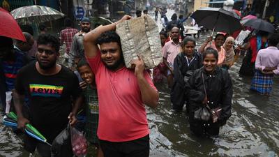 The intensity of the rains reduced on Monday, with Chennai’s Nungambakkam station registering 14.5 mm of rainfall up to 5.30 p.m. (AFP) The intensity of the rains reduced on Monday, with Chennai’s Nungambakkam station registering 14.5 mm of rainfall up to 5.30 p.m. (AFP)