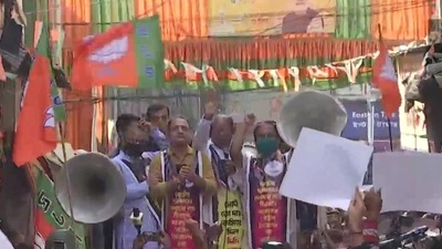 The BJP had earlier announced that it would take out rallies in West Bengal for five days starting Monday, demanding a reduction in VAT. (ANI Photo) The BJP had earlier announced that it would take out rallies in West Bengal for five days starting Monday, demanding a reduction in VAT. (ANI Photo)