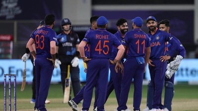 India sign off from T20 World Cup with nine-wicket win over Namibia (AP)