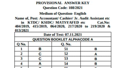 KPSC answer keys 2021:Candidates can check the provisional answer keys along with question papers of exams on the official website of KPSC at keralapsc.gov.in. (keralapsc.gov.in)