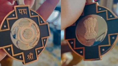 Kangana Ranaut shared a close look of the award. Kangana Ranaut shared a close look of the award. 